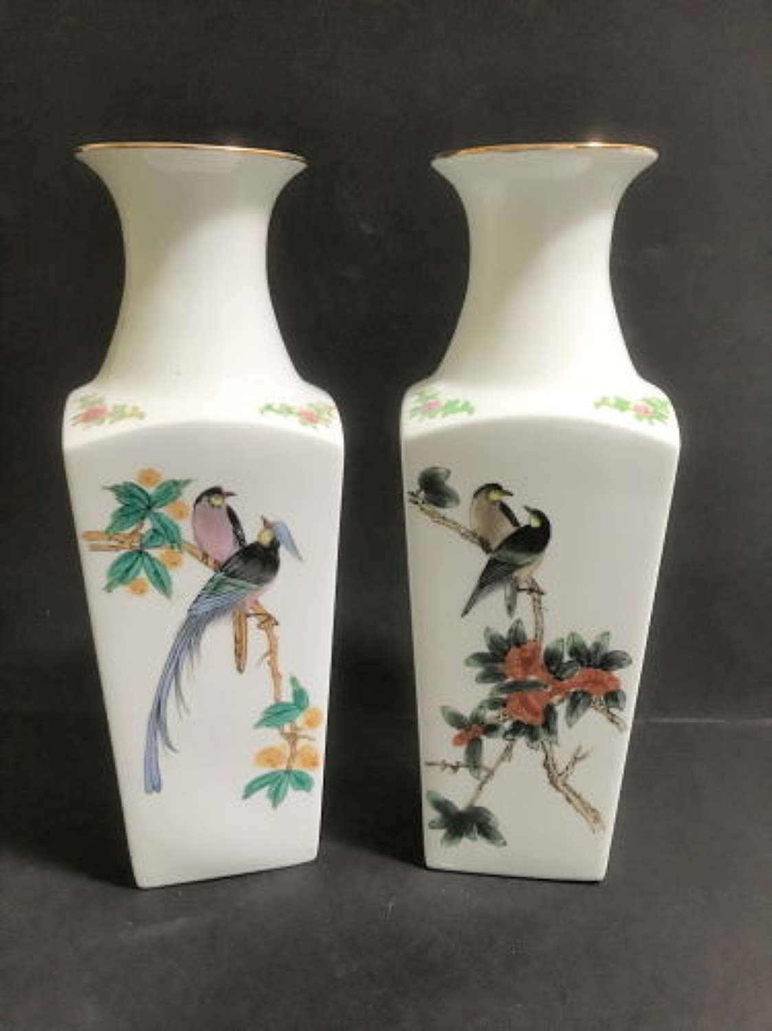 Pair of Hand Painted Chinese Vases