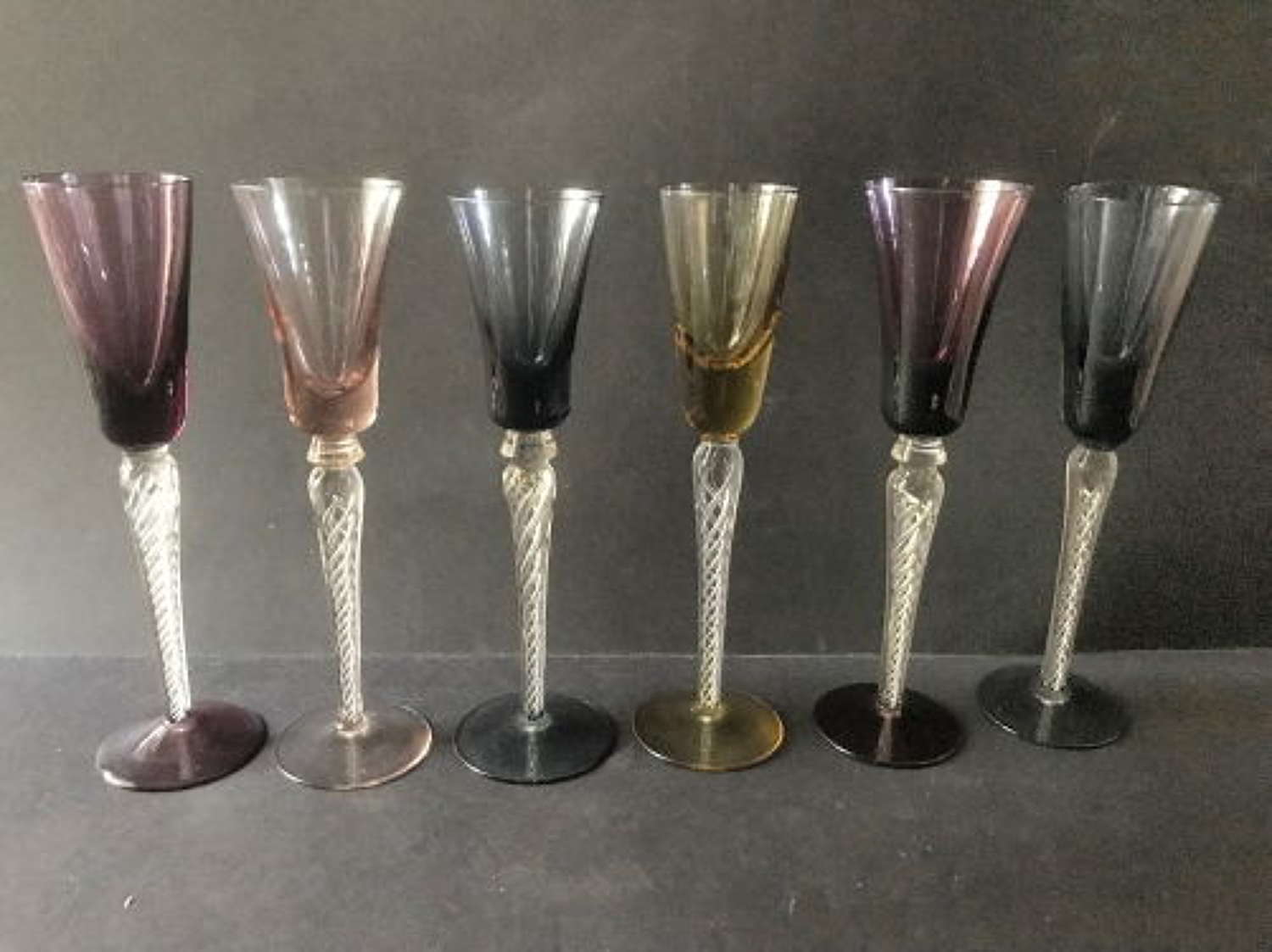Five Harlequin Champagne Flutes