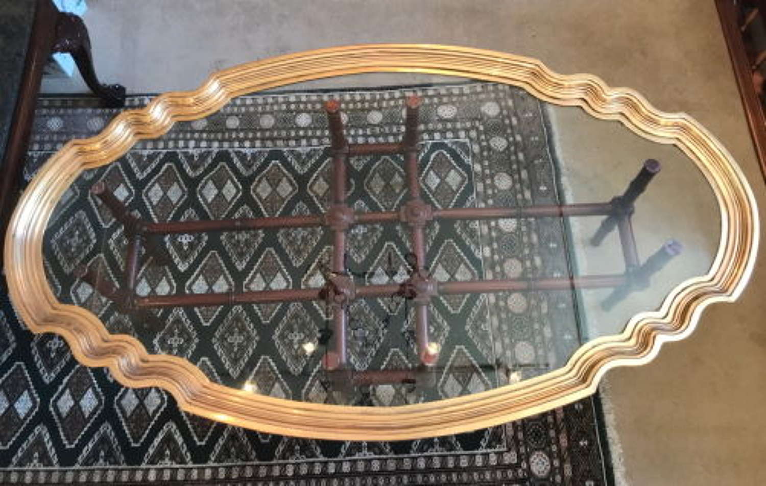Highly Decorative Glass %26 Brass Coffee Table
