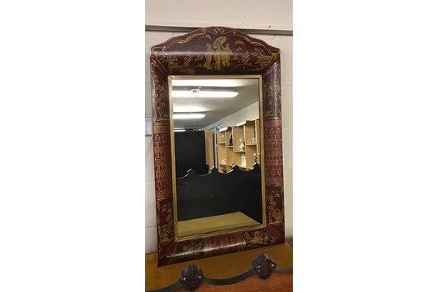 Japanese Lacquer Decorated Metal Mirror