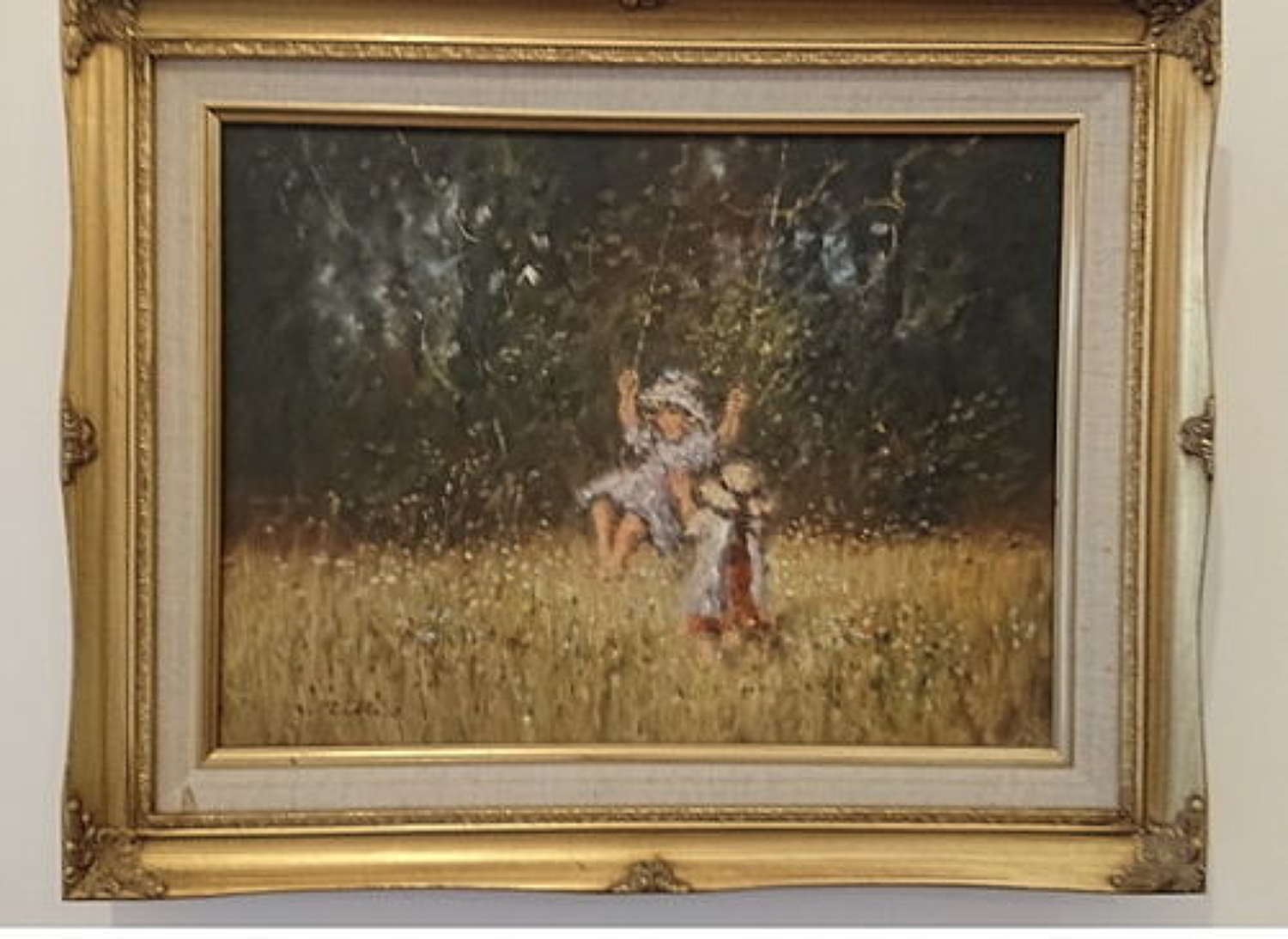 Laszlo Ritter - Children On a Swing - Oil On Canvas