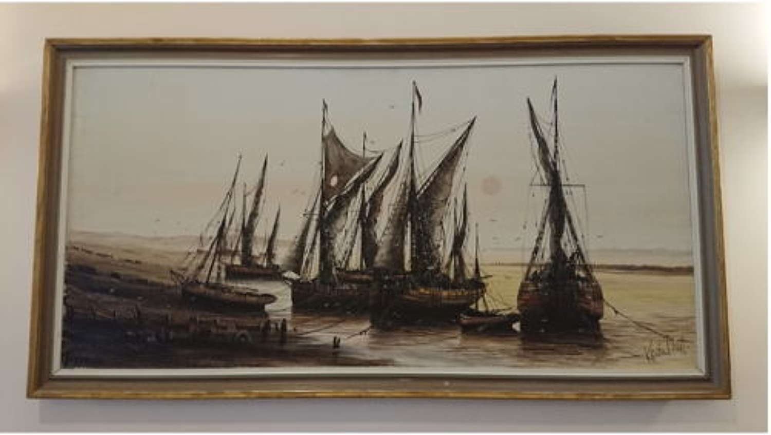 Kevin Platt - Ship Moored - Oil on Canvas