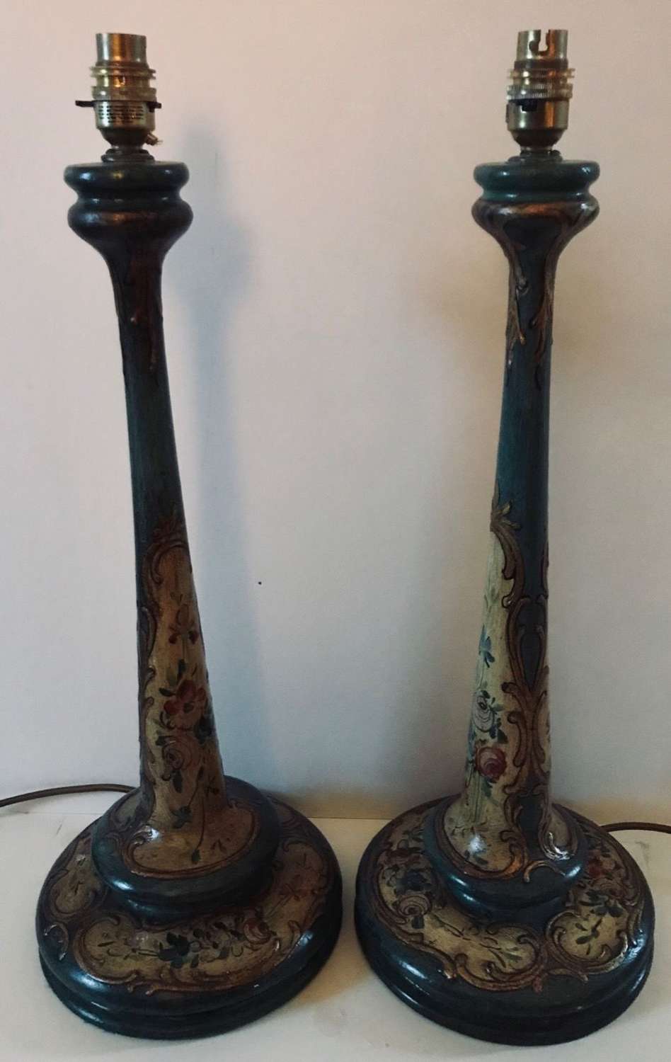 Highly Decorative Hand Painted 19th Century Lamps