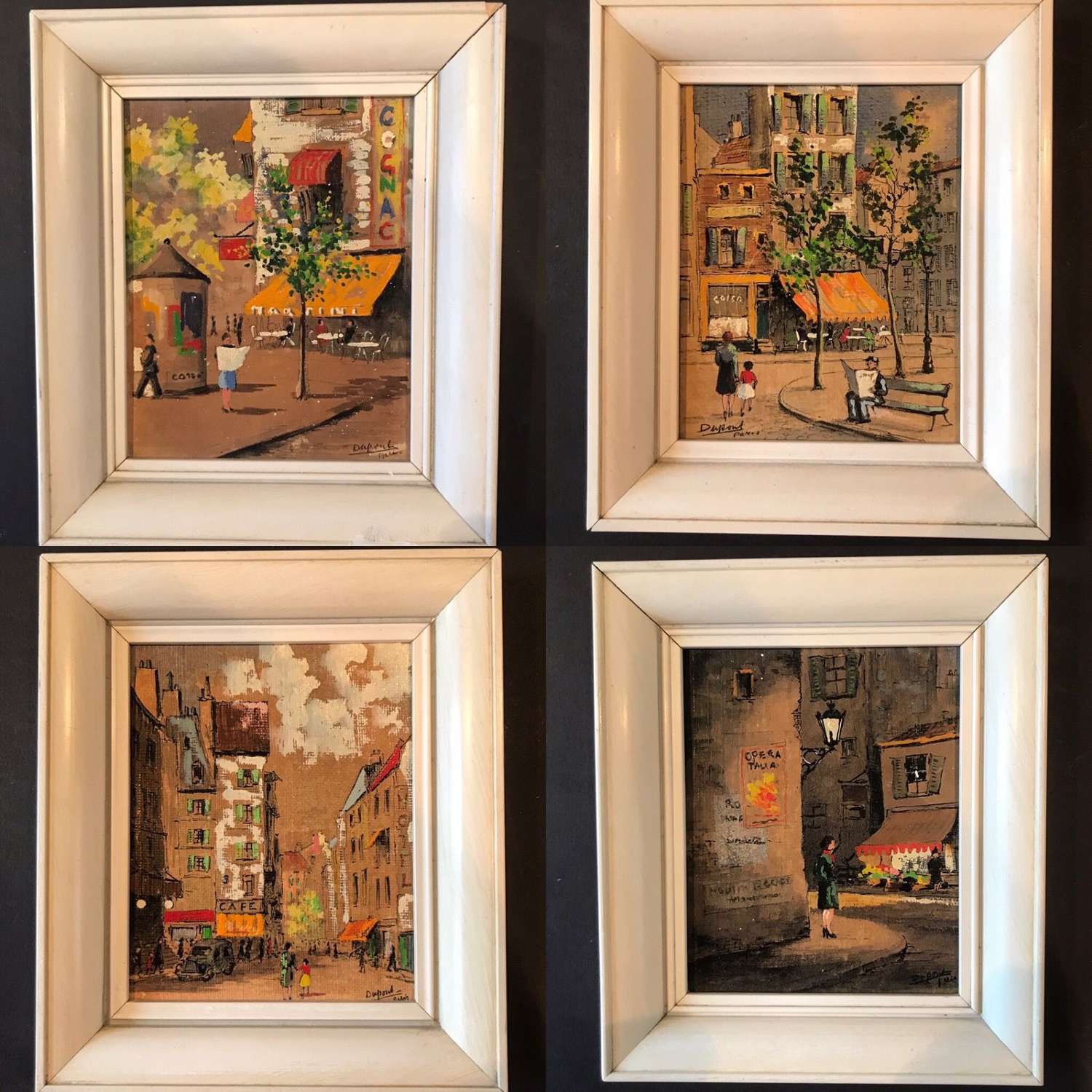 Set of Four Oil On Boards of Paris Scenes