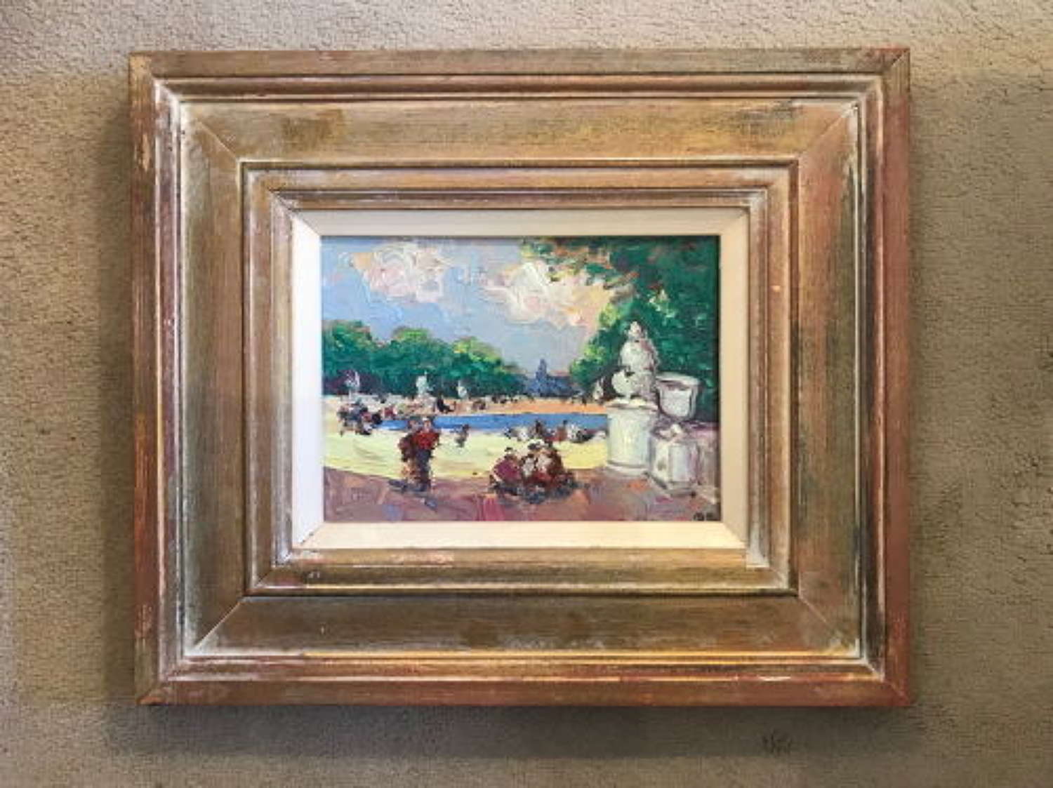 Paul Beauvais - Oil on Board - Figures in a French Park