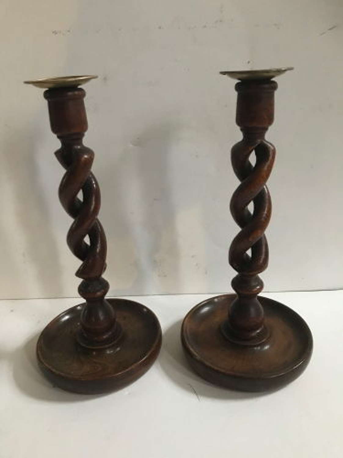 Pair of Early 20th Century Wooden Candlesticks