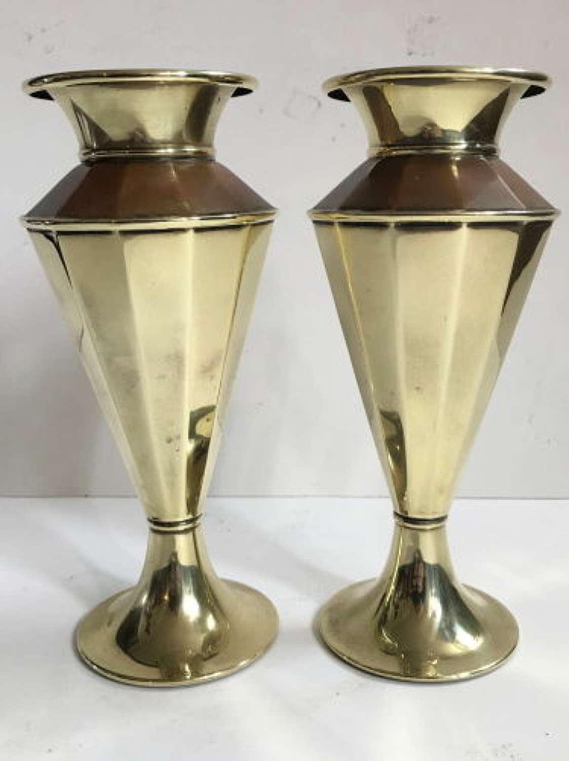 Pair of Art Nouveau Brass Vases
