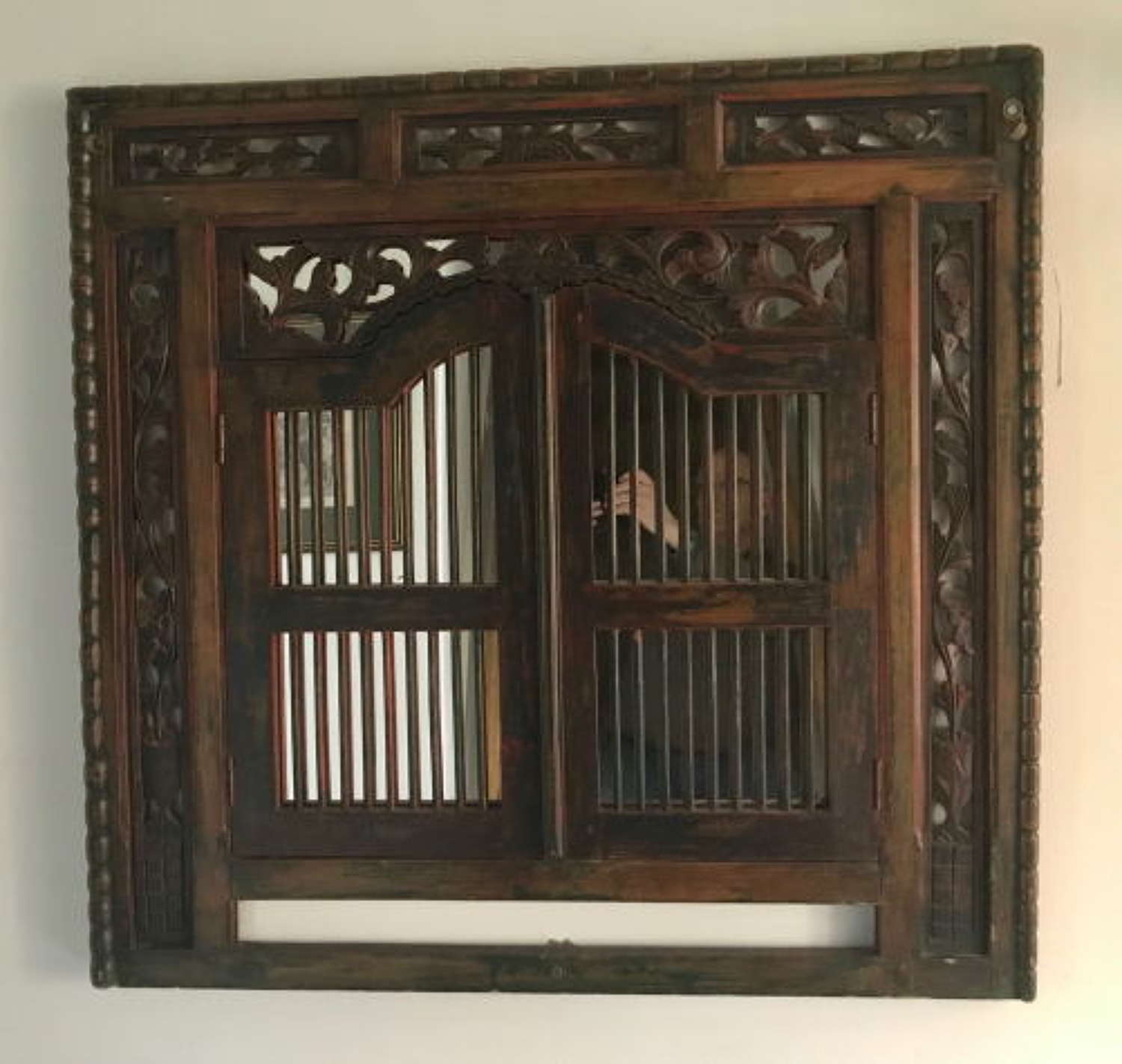 North African Carved Window Cover as Mirror