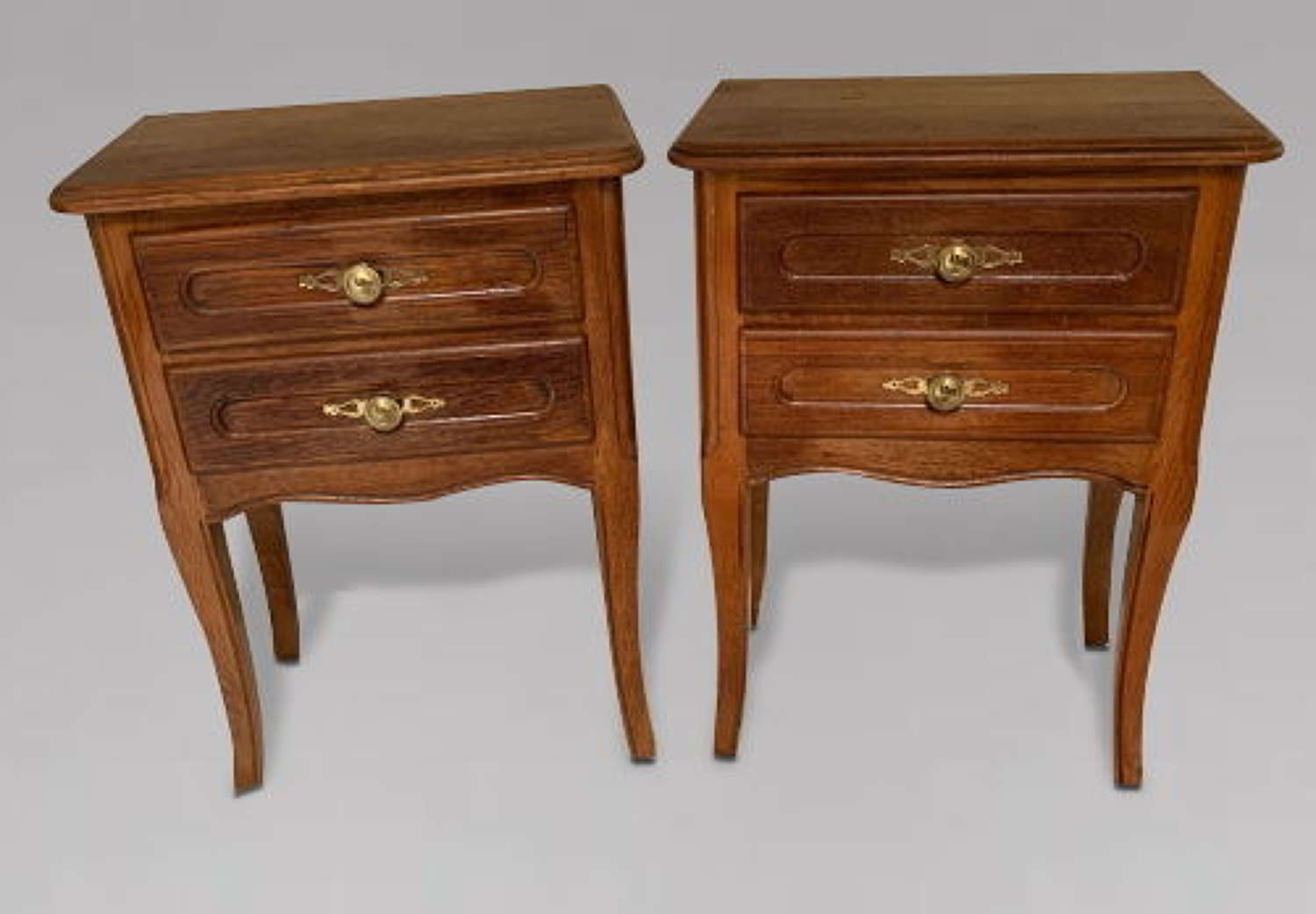 Pair of Low Oak Two Drawer Bedside Lamp Tables