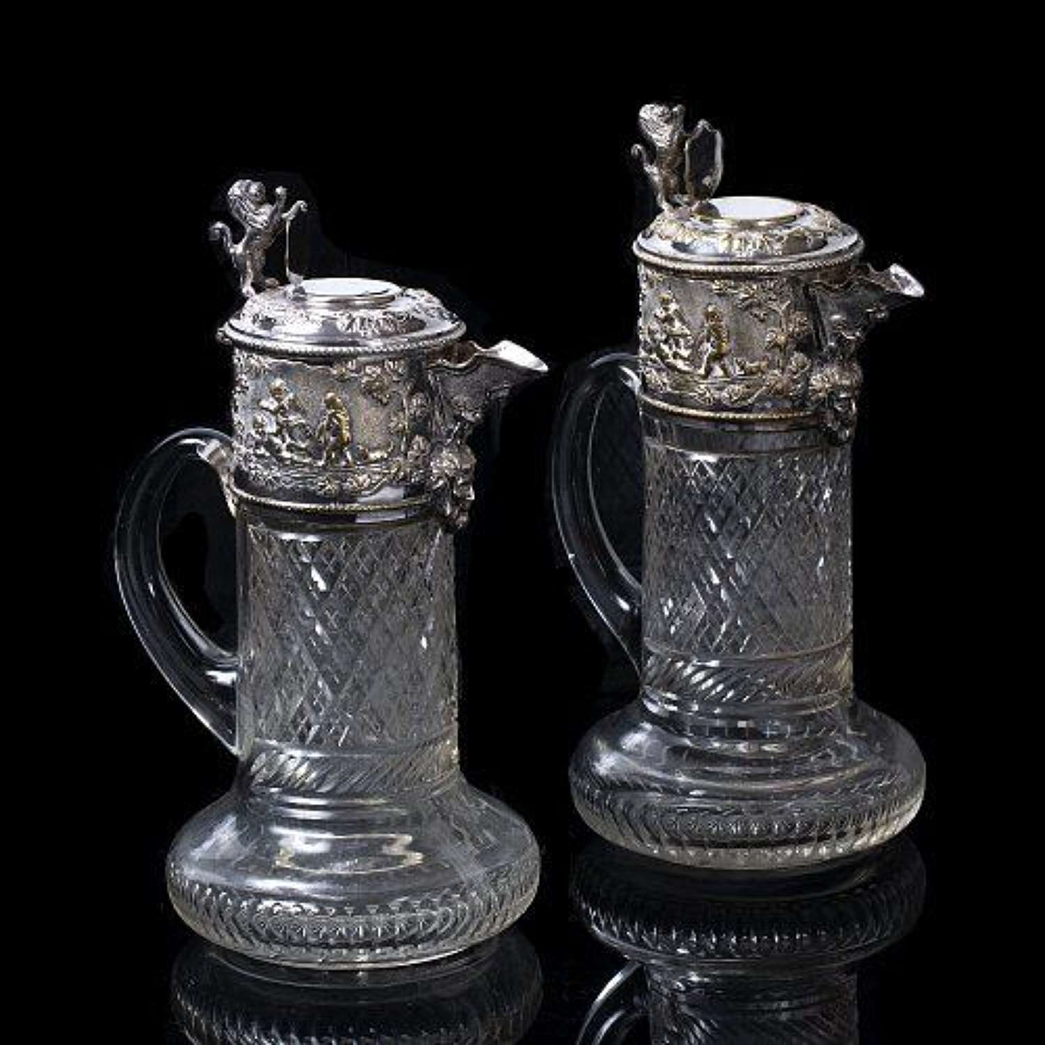Lovely Pair of Cut Glass Claret Jugs