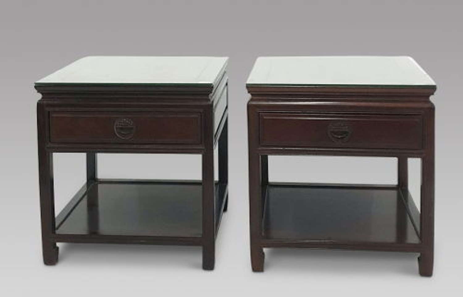 Fabulous Pair of Hardwood Chinese Bedside Tables
