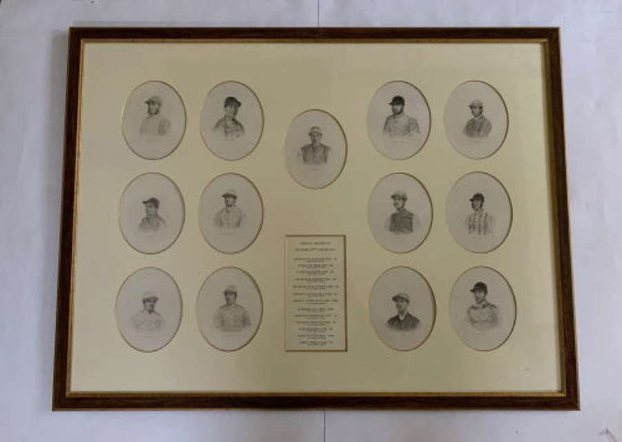 Set of Oval Engravings 'Greatest Jockeys of the 19th Century'