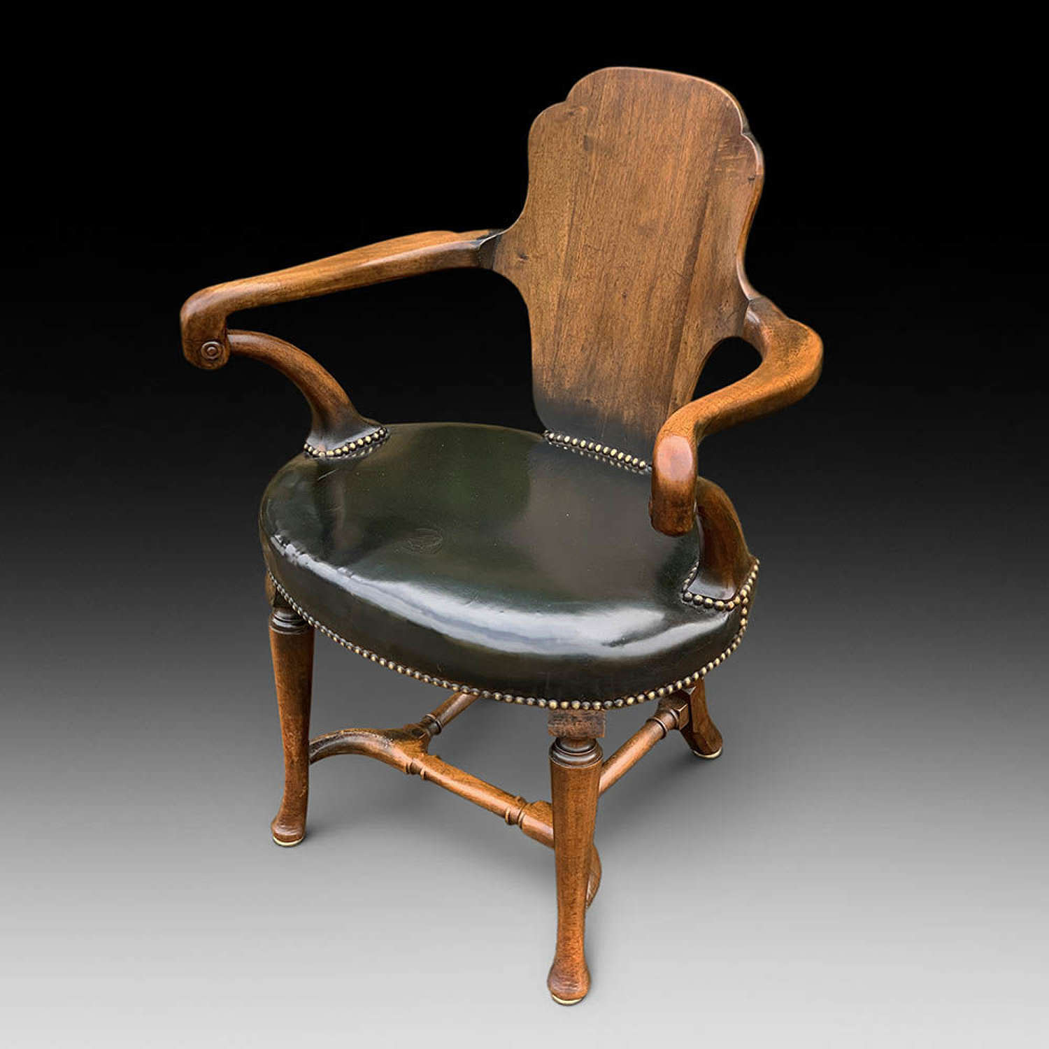 Walnut Shepherds Crook Desk Chair, Ca. 1840-60