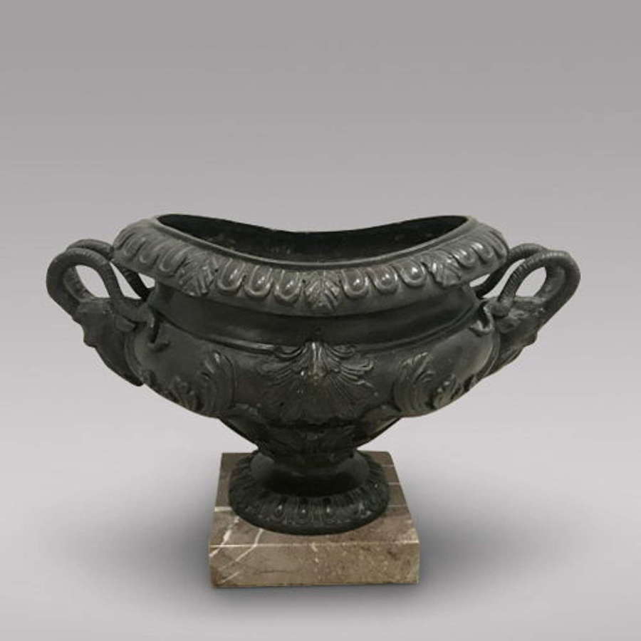 Highly Decorative Bronze Urn on a Marble Base