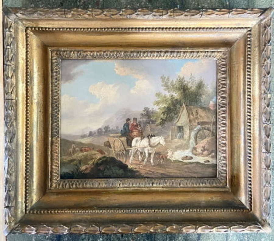 Peter La Cave c.1812 - Oil on Panel - Charming Landscape Scene with Ho