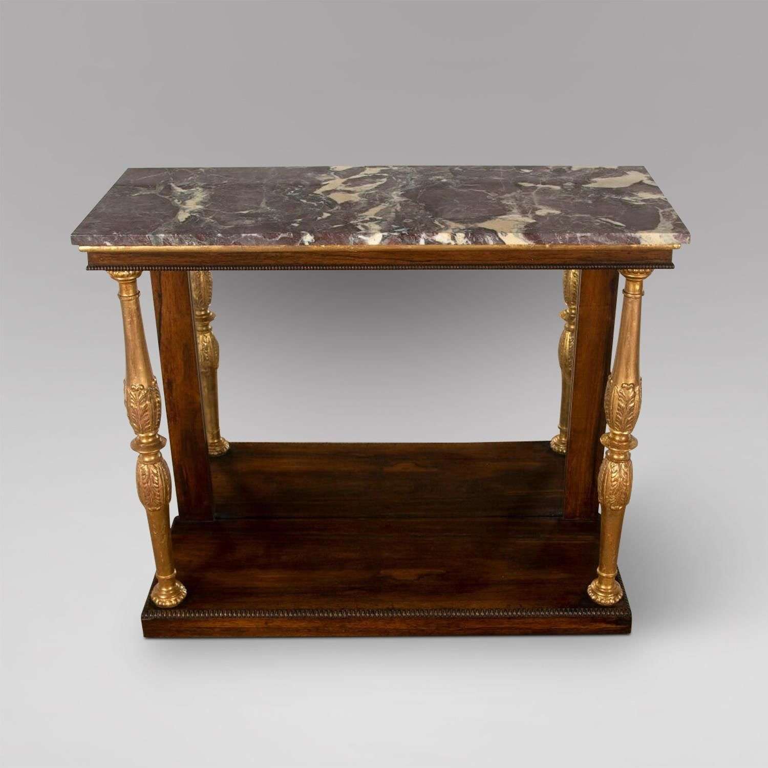 A Regency Console Table with Marble Top