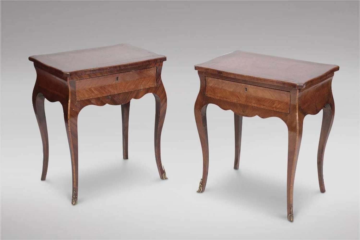 Pair of Kingwood %26 Marquetry Bedside Tables
