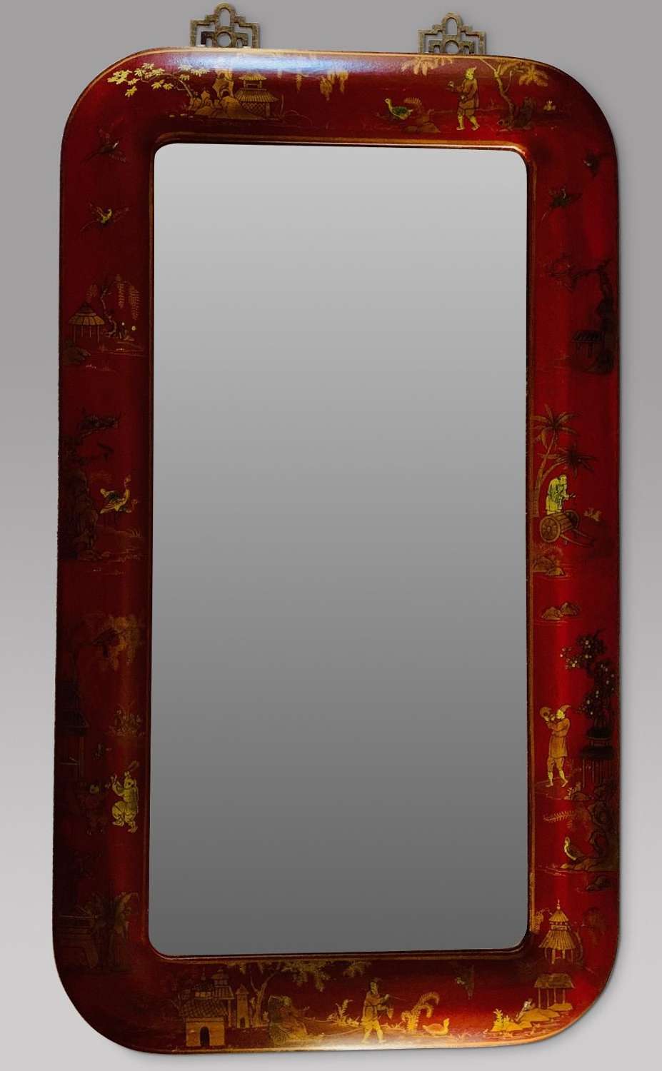 An Attractive Chinese Red Lacquer effect Wall Mirror