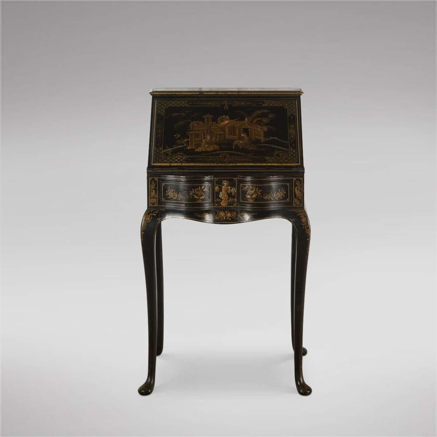 English Lacquered Giltwood Desk with Chinoserie Decoration