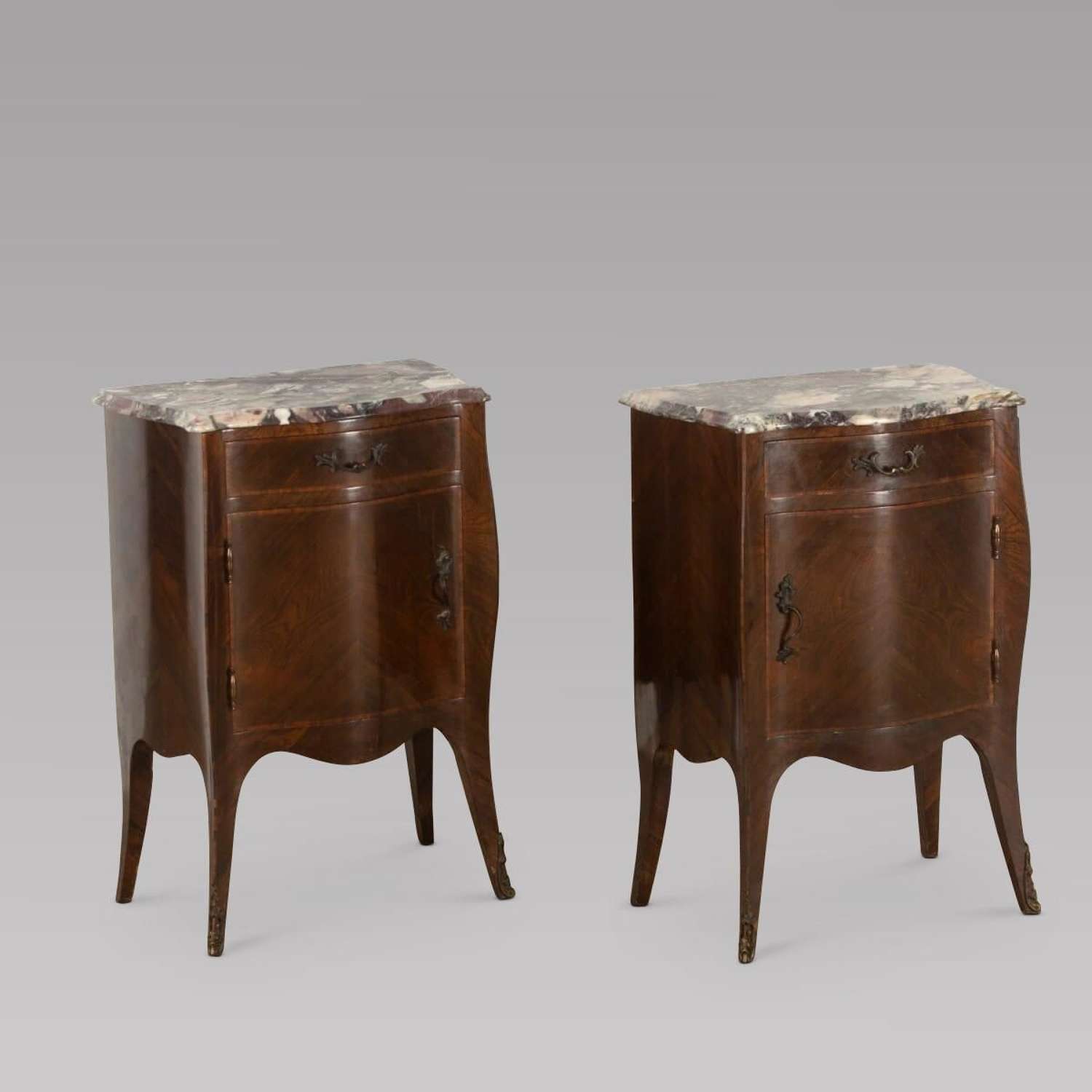 Pair of Kingwood %26 Breche Bedside Tables