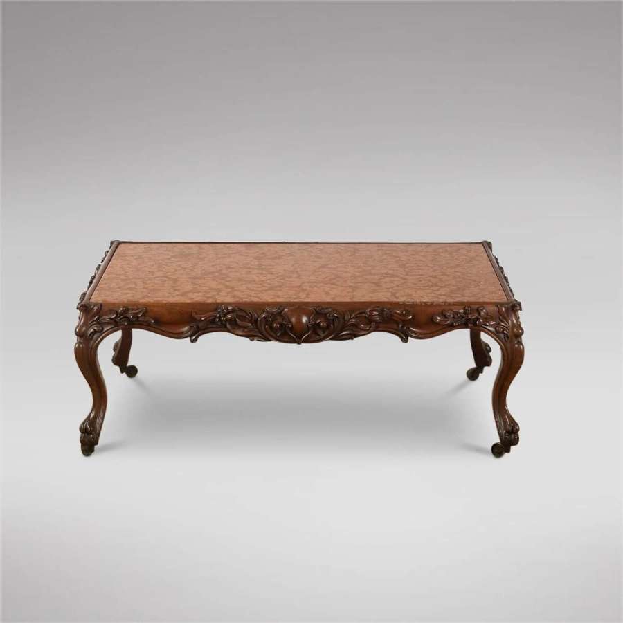 Continental Rosewood Framed Table with Marble Top