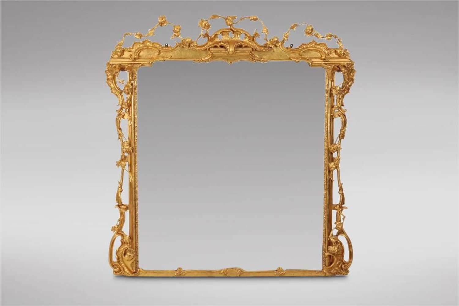 Decorative Good Sized Gilt Carved Wood Mantel Mirror