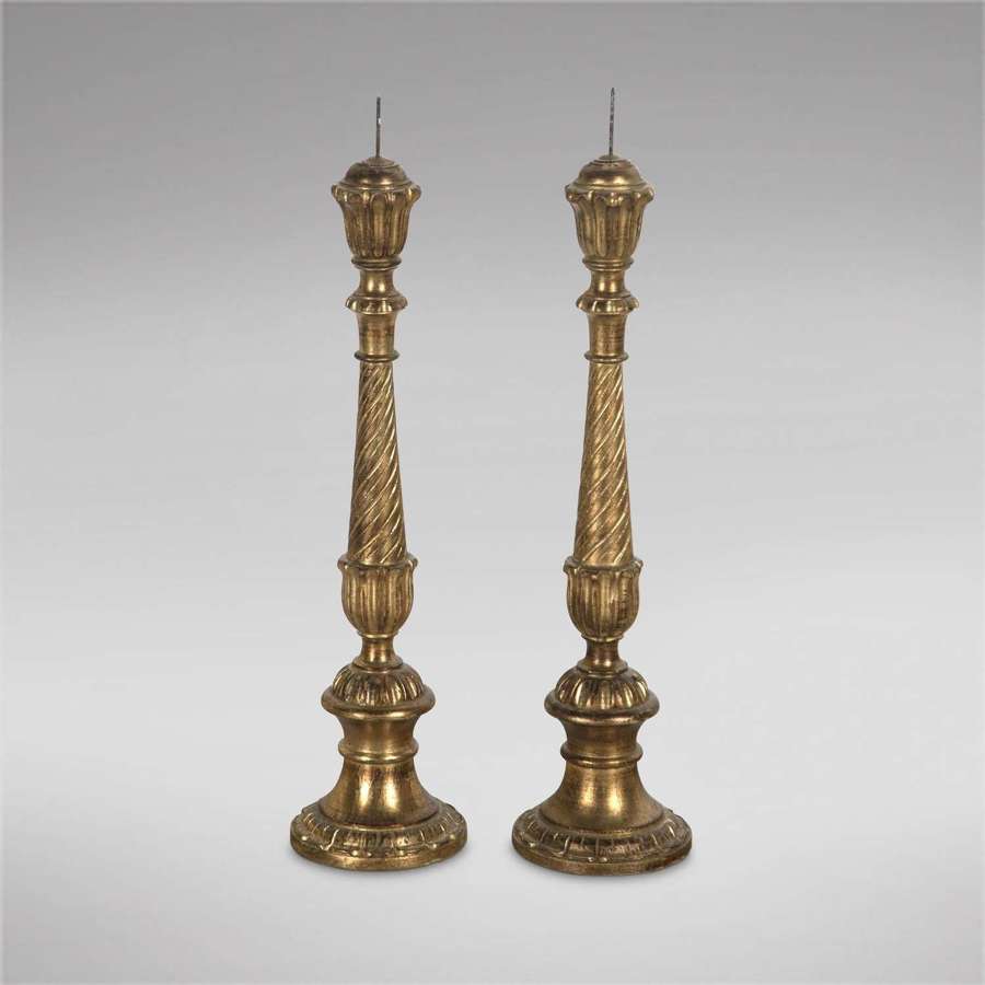 Wooden Pricket Candlesticks c.1900