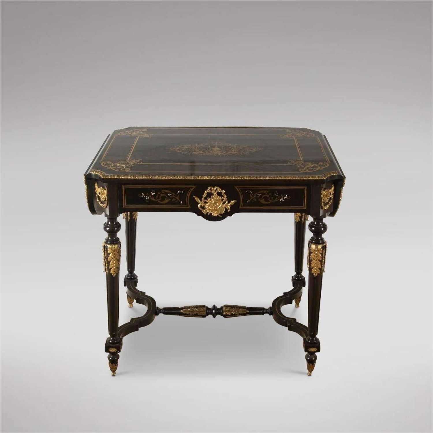 French Ebonised Library Table