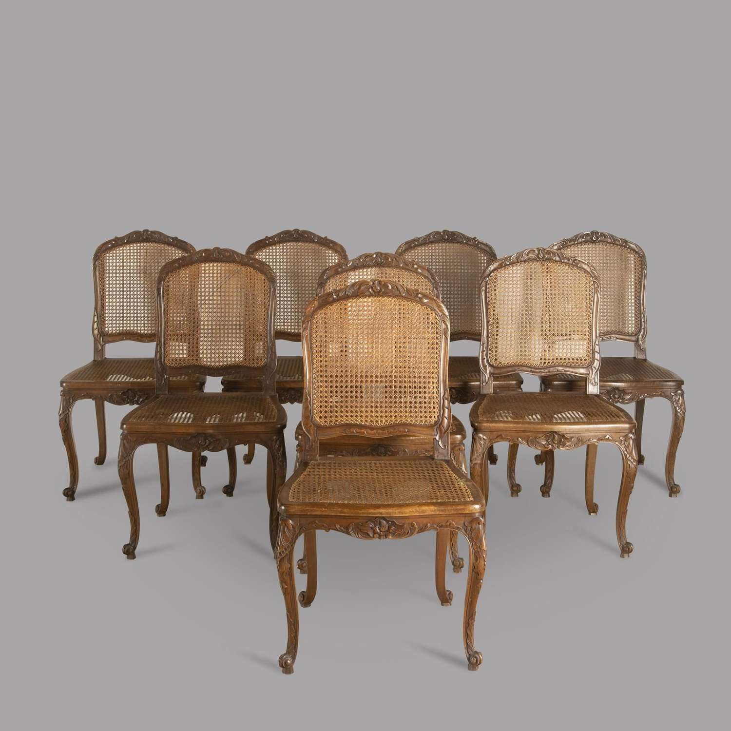Decorative Set of Eight Early 20th Century French Dining Chairs