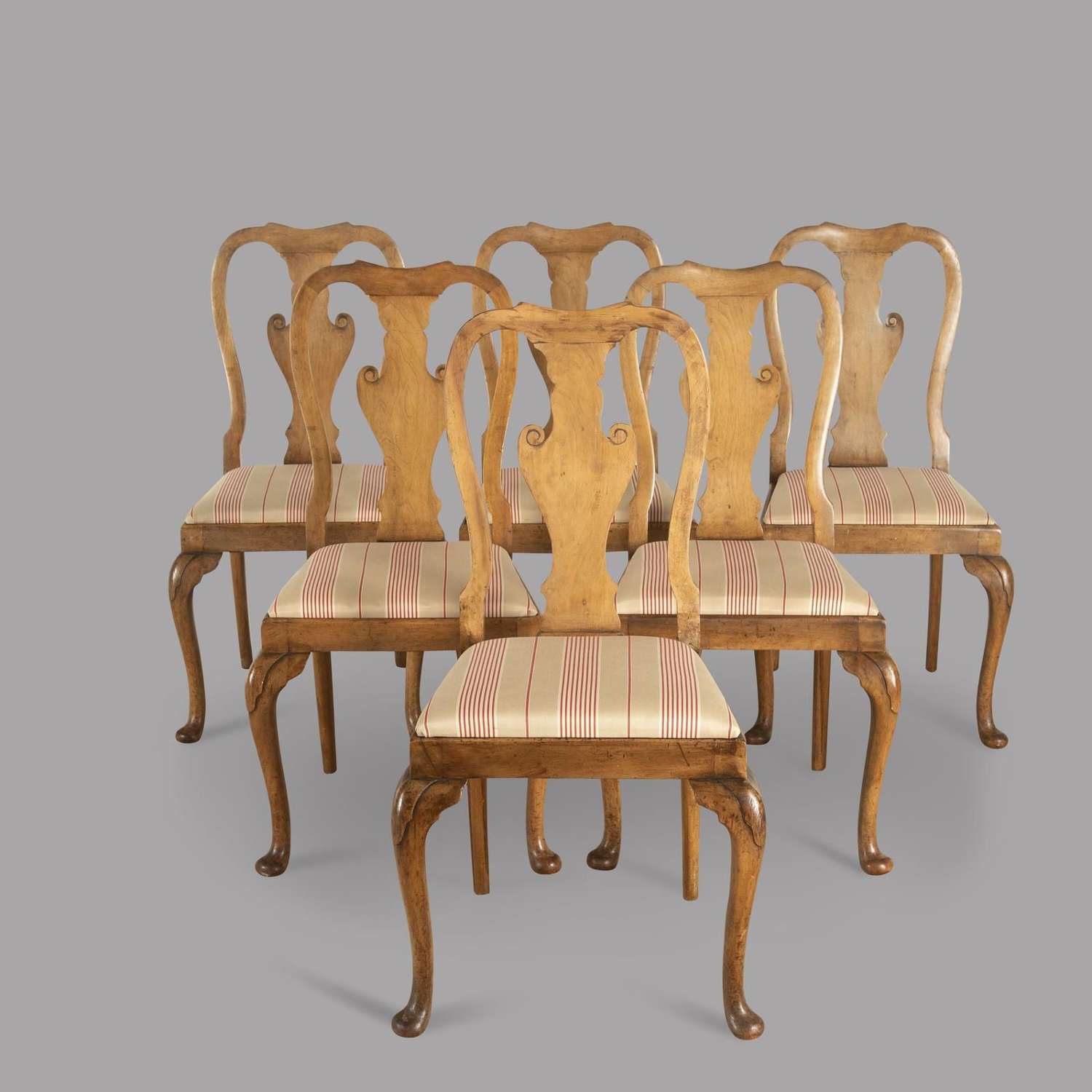 Set of Six Late 19th Century English Walnut Dining Chairs
