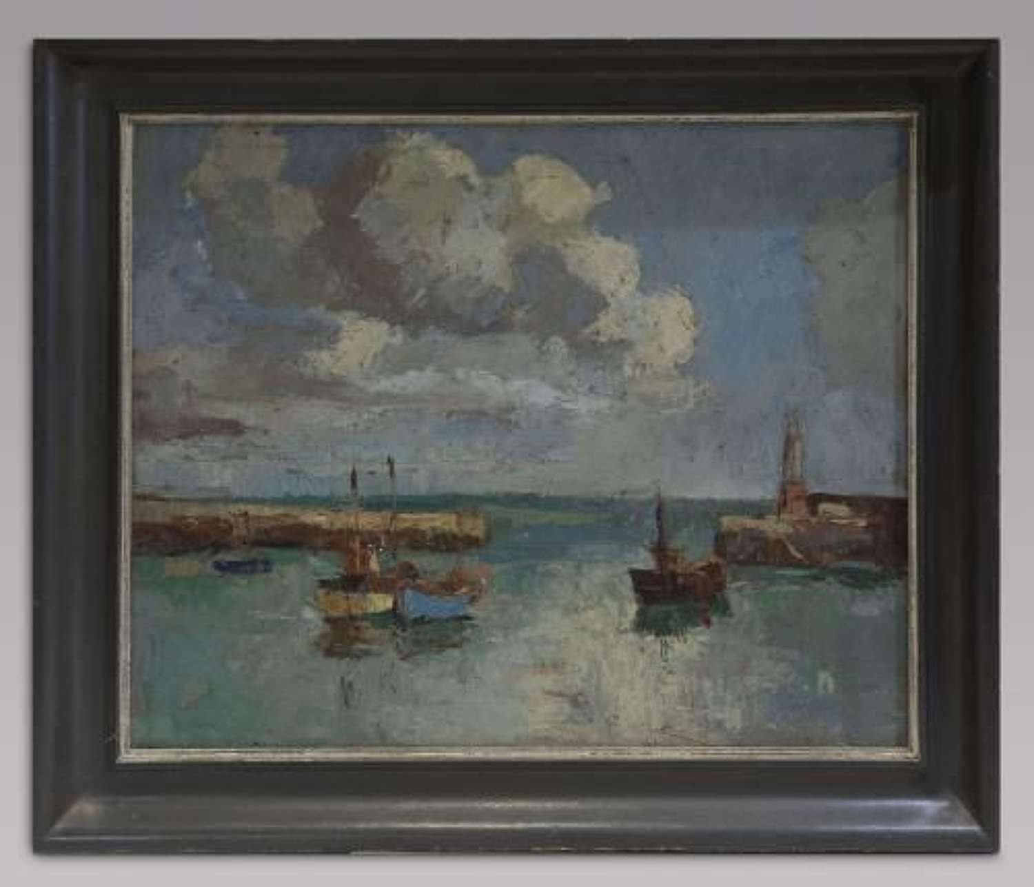 Claude Kitto - Oil on Canvas - A Devon Harbour