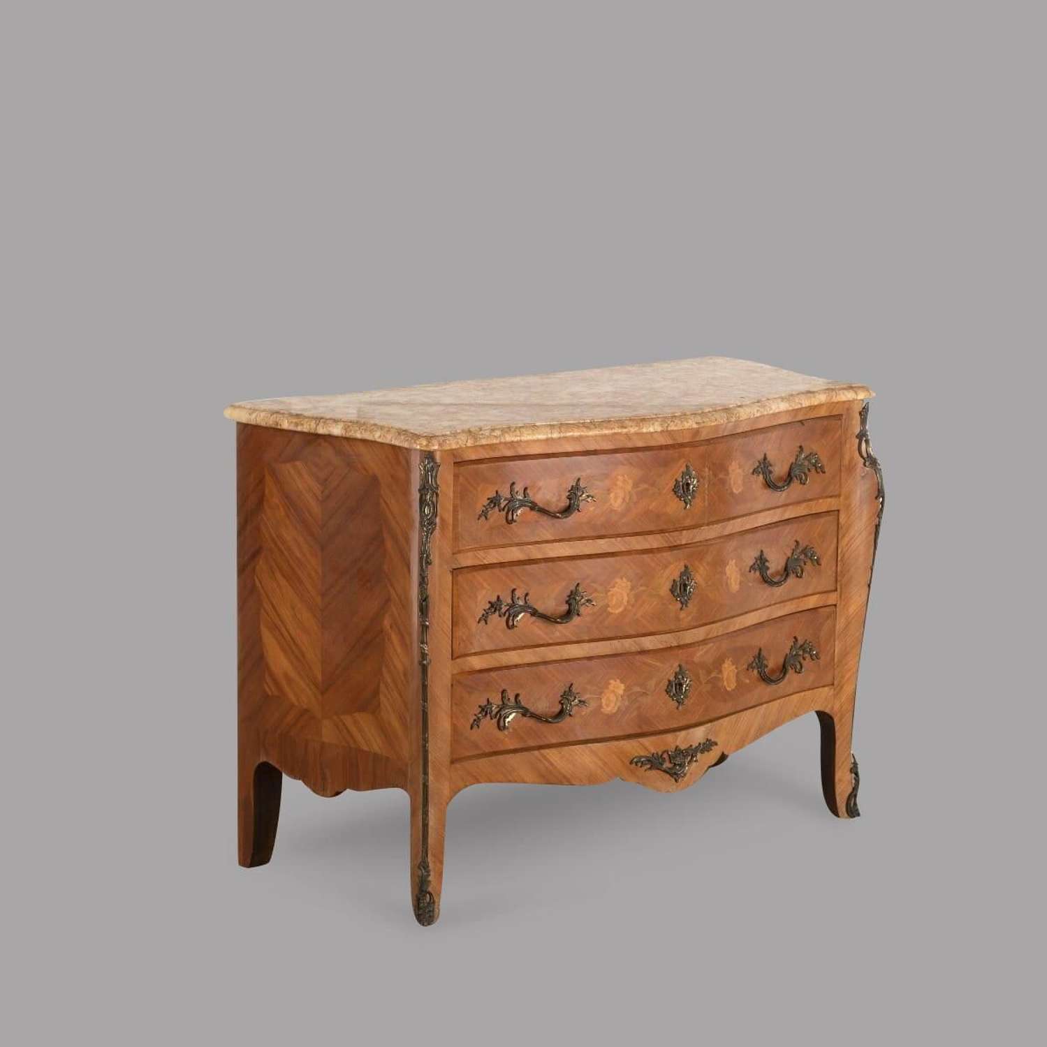 19th Century French Fruitwood Parquetry Inlay Commode