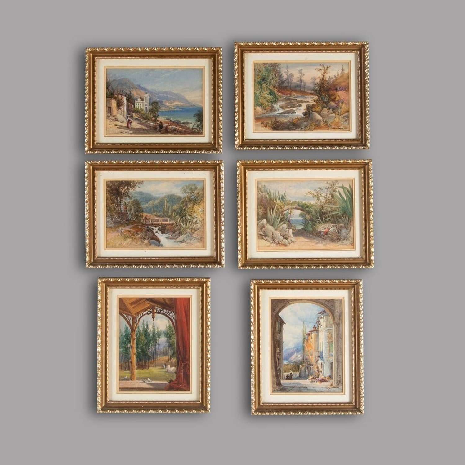 Six 19th Century Watercolours of Italy France and Scotland