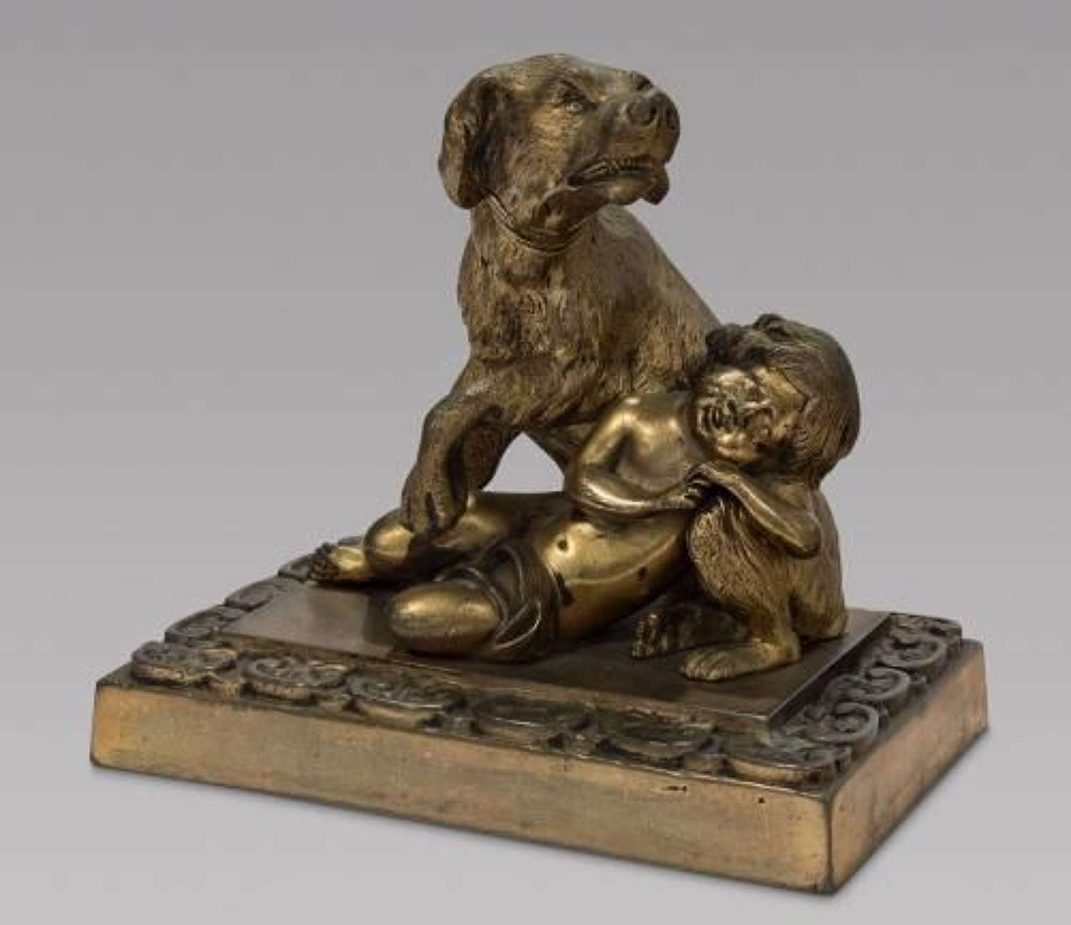 19th Century Grand Tour Bronze of Child %26 Dog