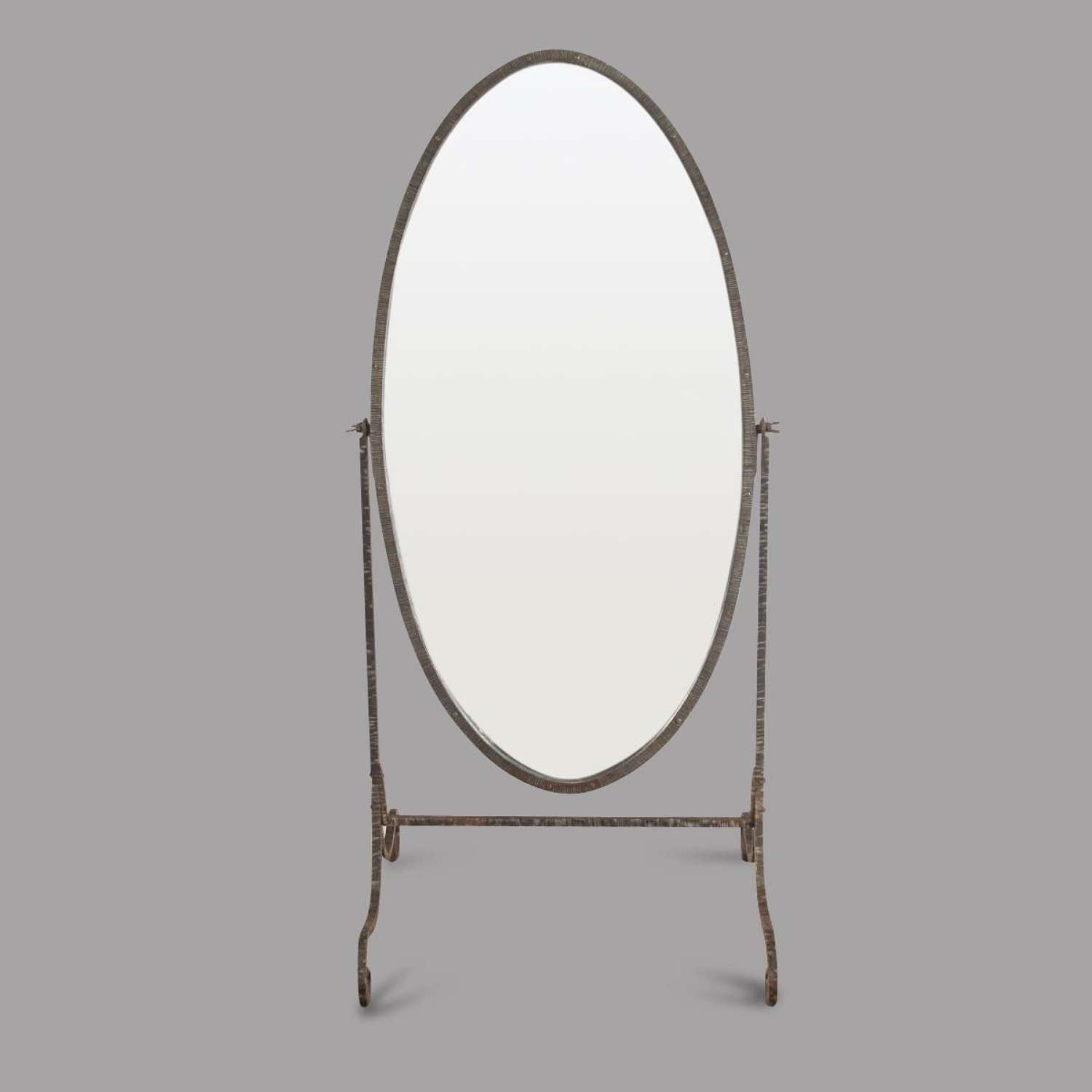 Early 20th Century Ribbed Metal Cheval Mirror