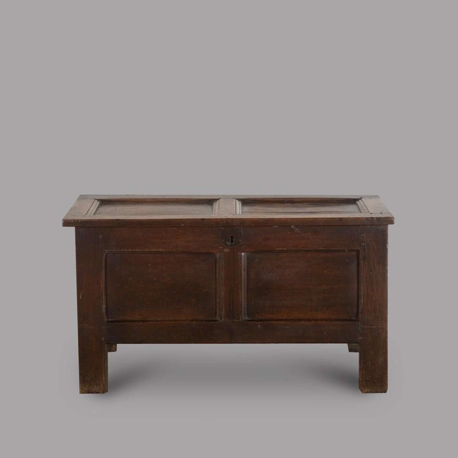Early 18th Century Rustic Panelled Footed Oak Coffer