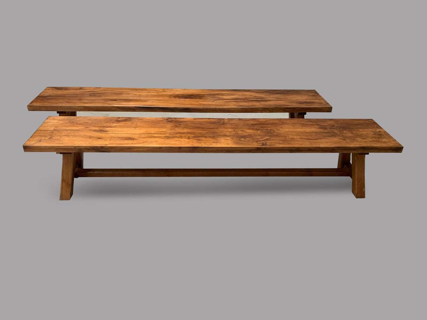 A Pair of Heavy Oak Benches