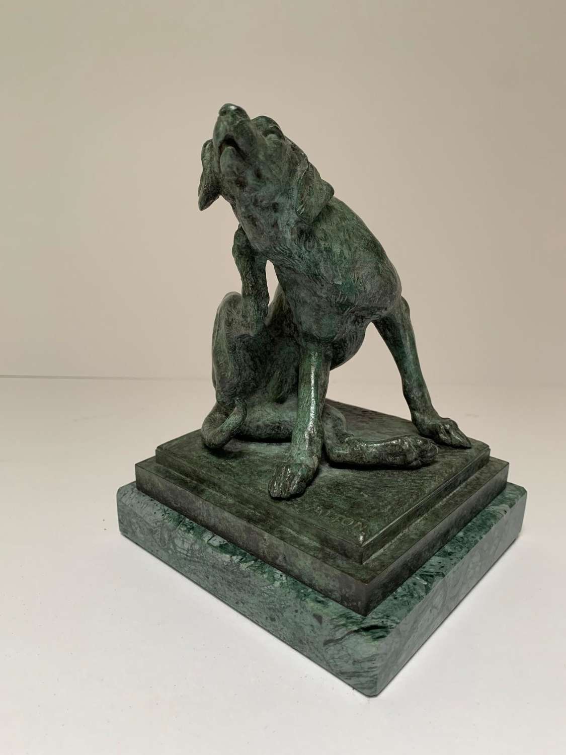 Charles Valton - 19th Century Bronze of Hound Scratching