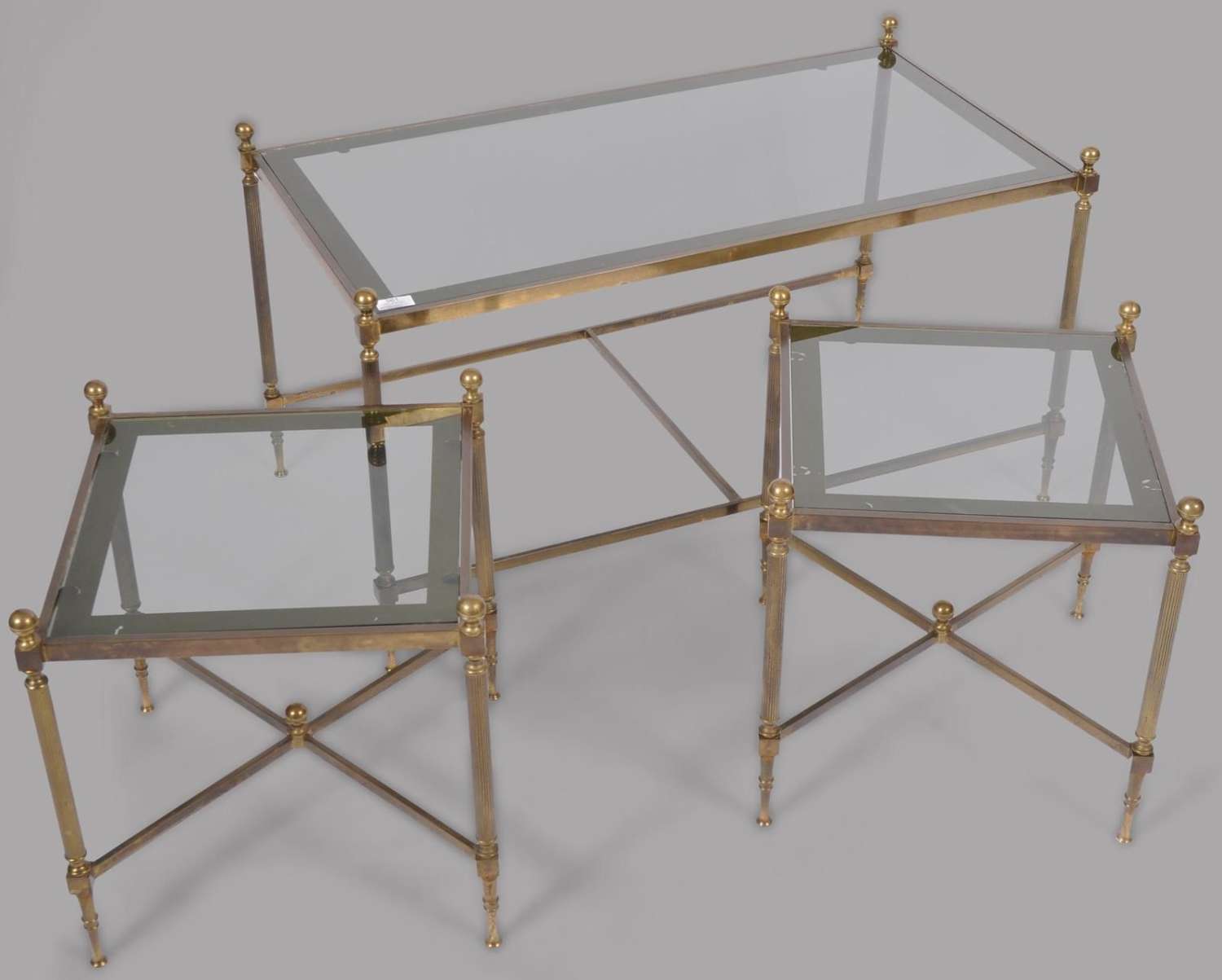 Set of Early - Mid 20th Century French Brass Nest of Tables