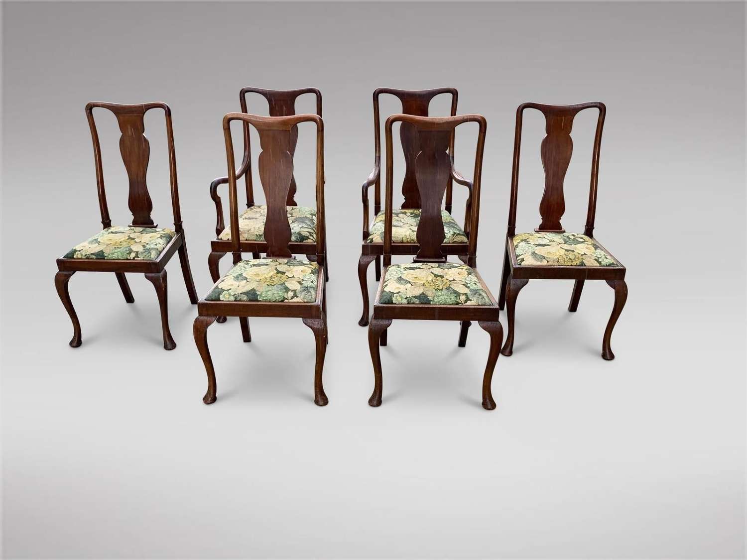 Set of Six 19th Century Queen Anne Style Dining Chairs