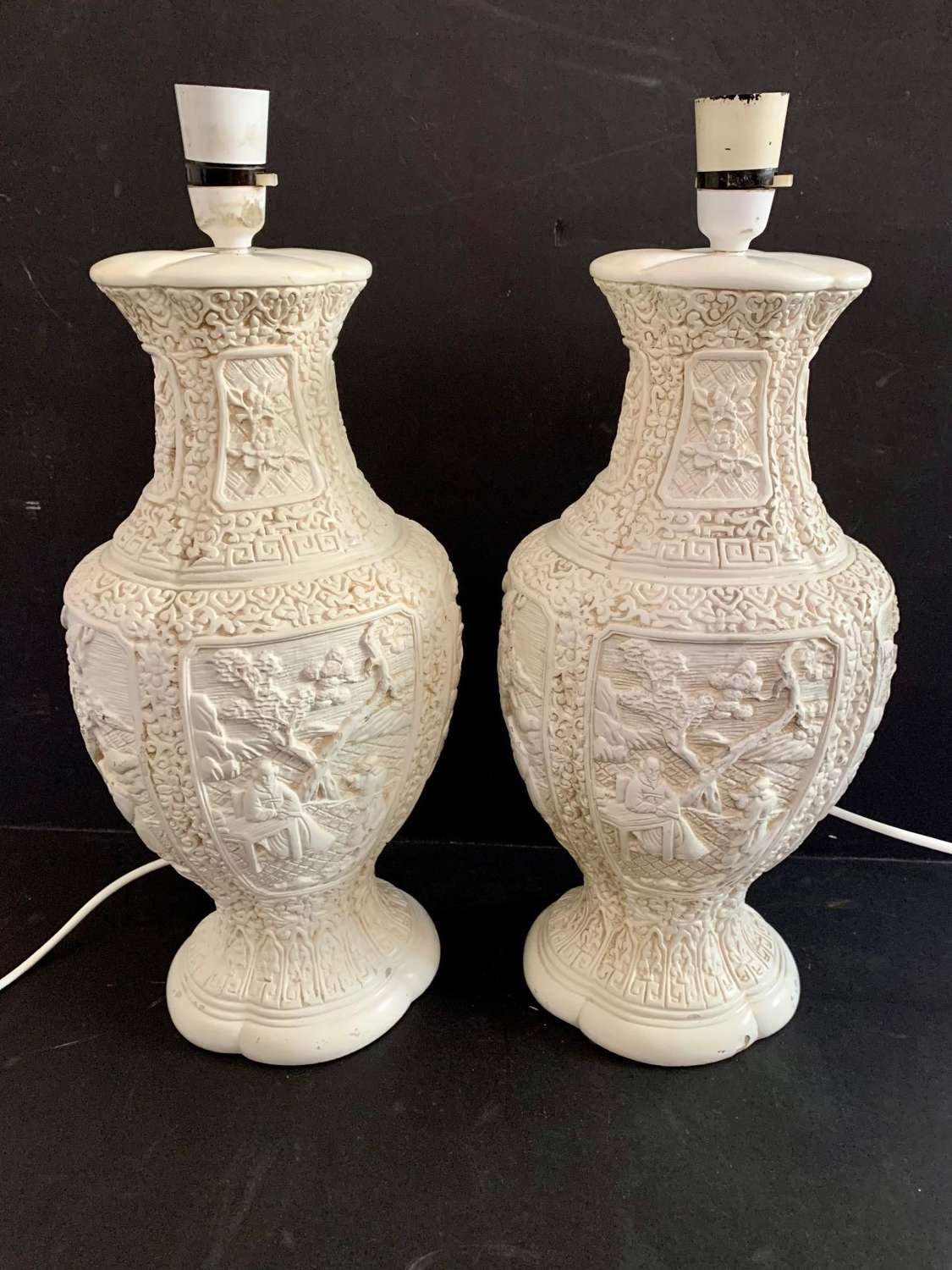 Pair of Plaster Moulded Lamp c.1930