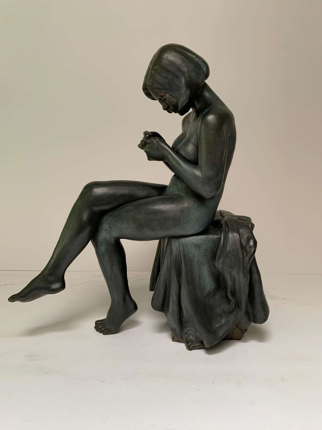 Walter Awlson - Ceramic Figure of a Seated Nude