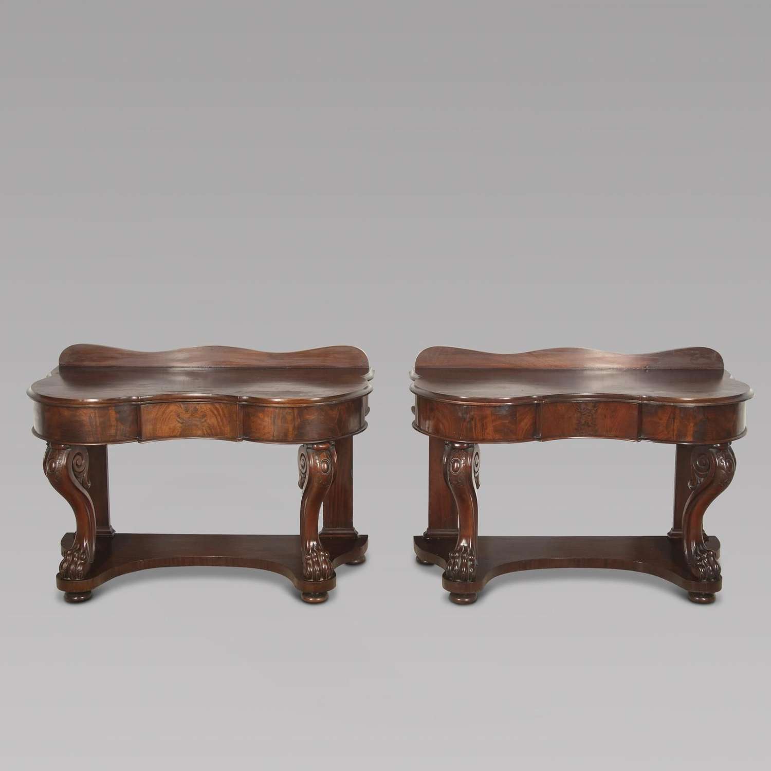 Pair of English 19th Century Mahogany Console Tables