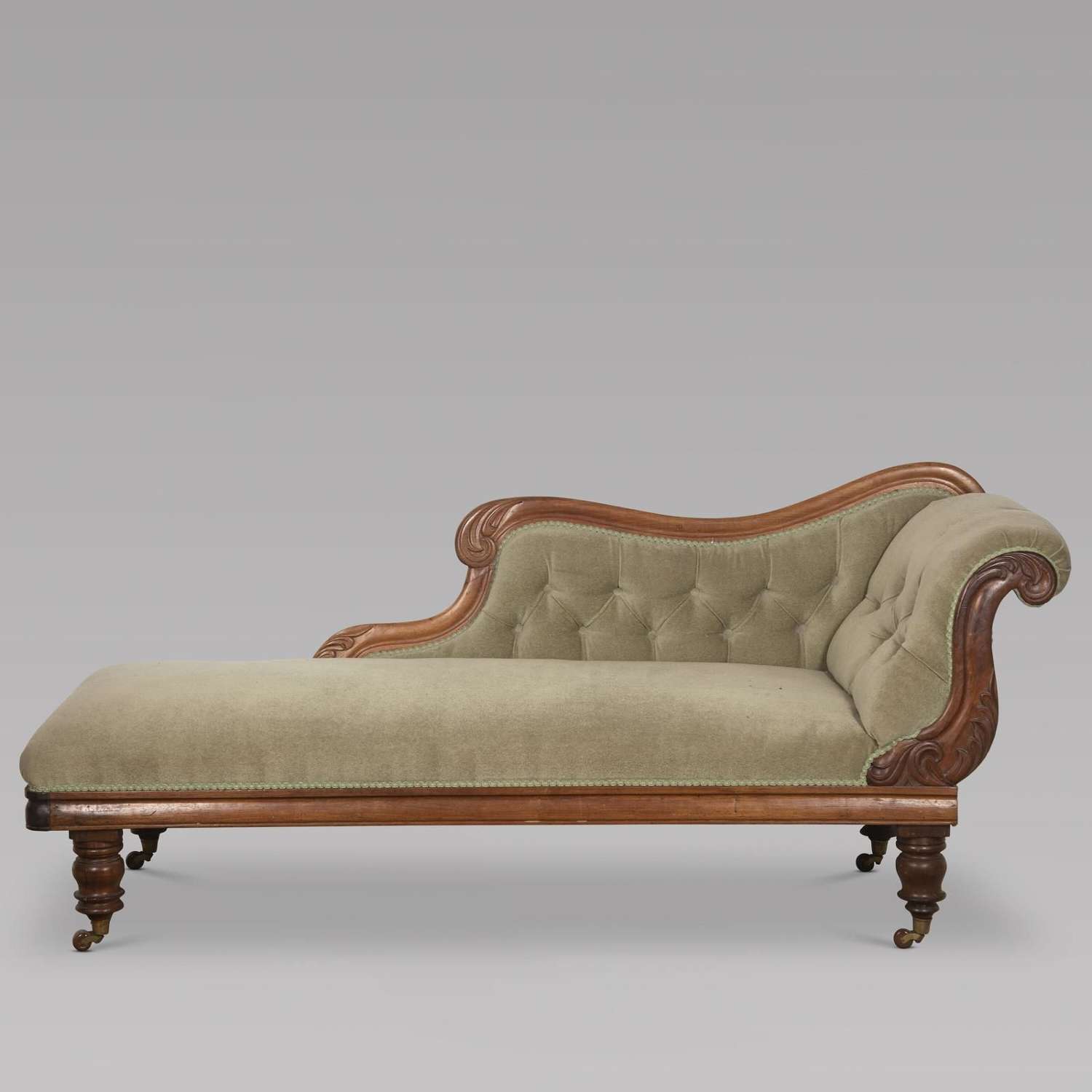 19th Century English Buttoned Upholstered Chaise Longue