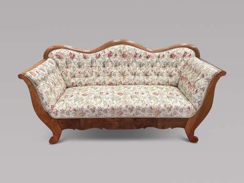 Attractive Biedermeier Walnut Framed Settee