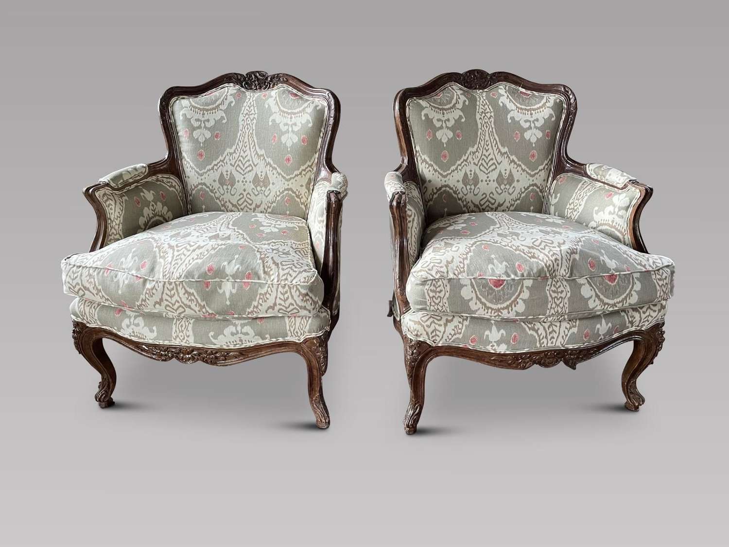 Pair of Louis XVI Style 19th Century Bergere Chairs