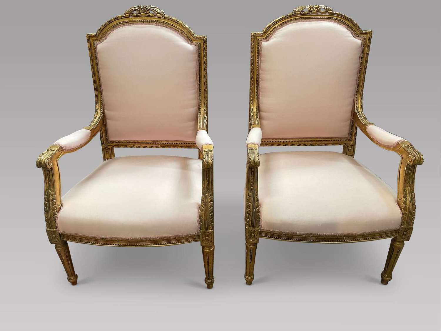 Pair of French Giltwood Fauteuils