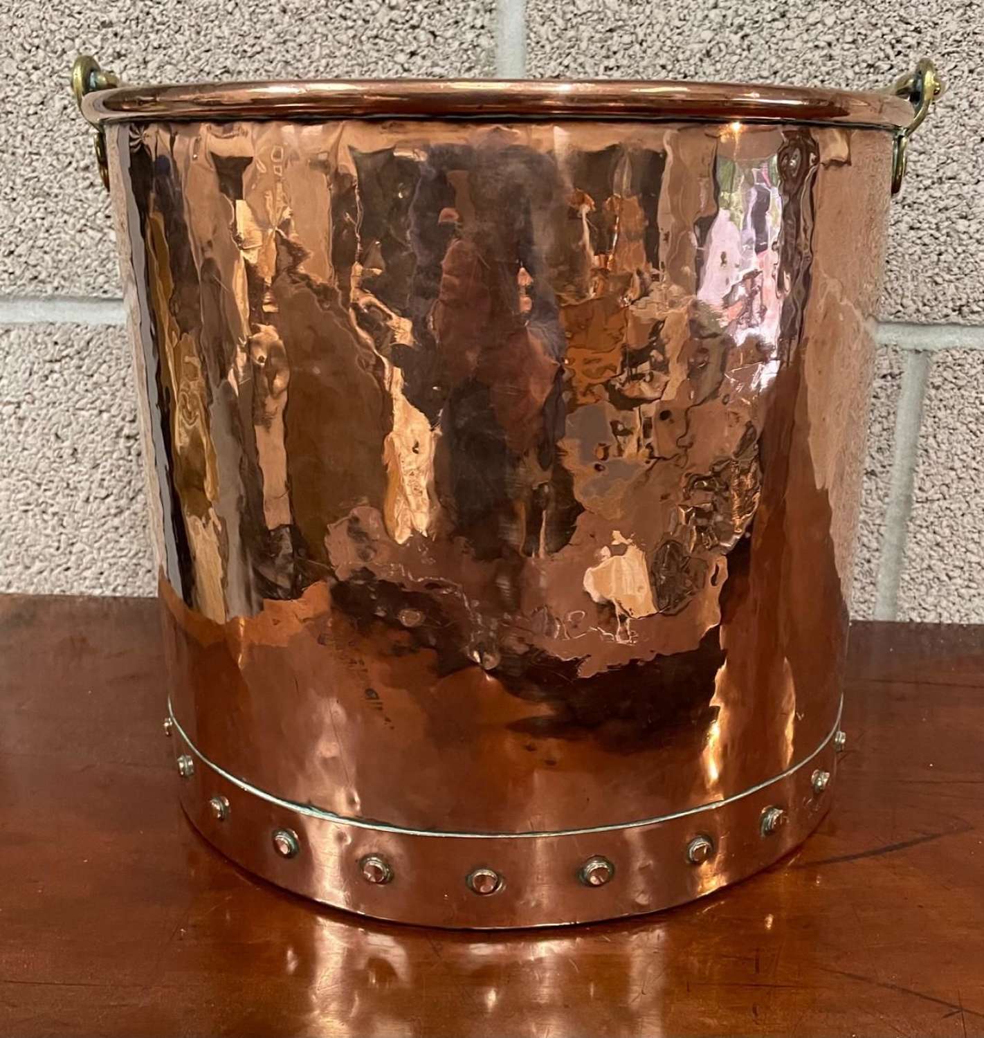 19th Century Copper Cylindrical Log Bucket