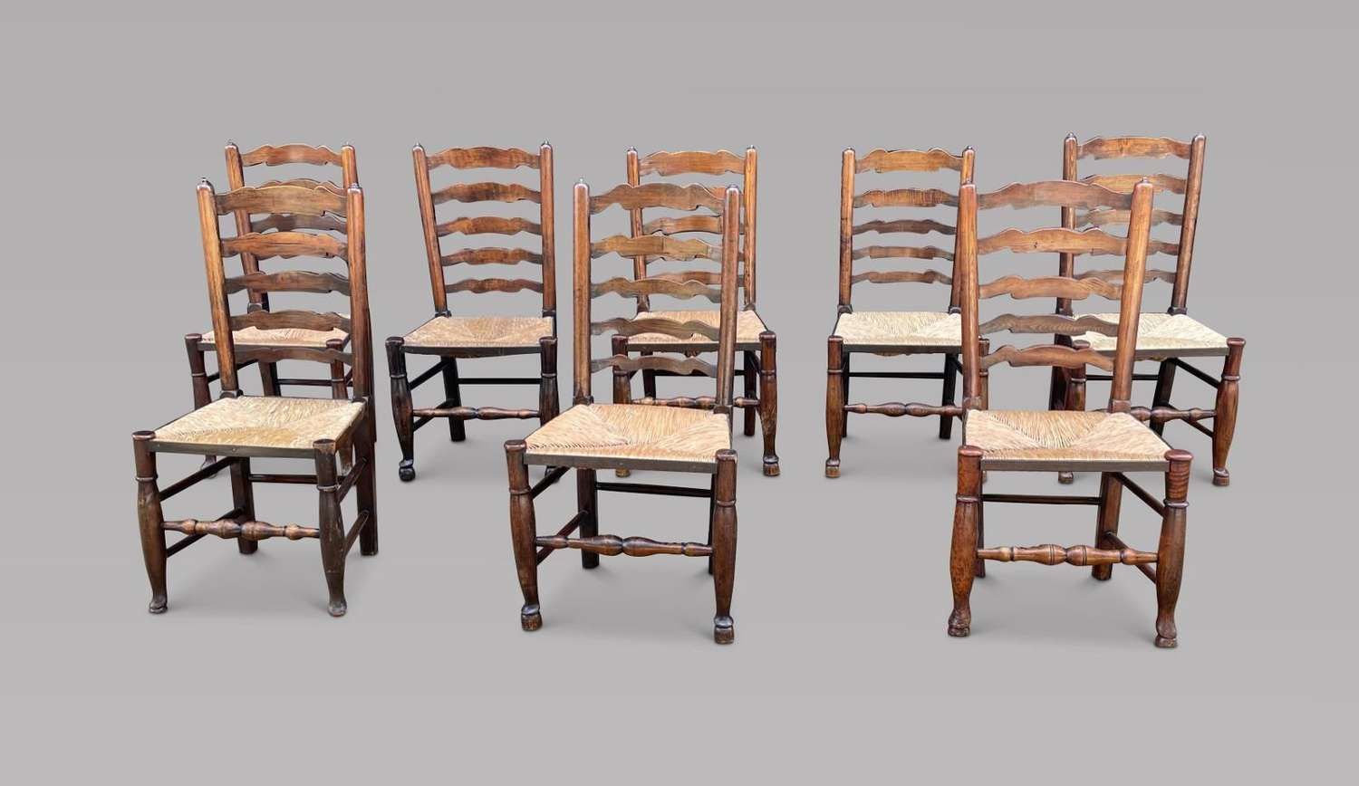 Set of Eight Ladder-back Chairs c.1900