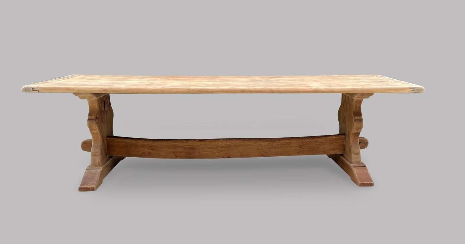 A Bleached Oak Trestle Table